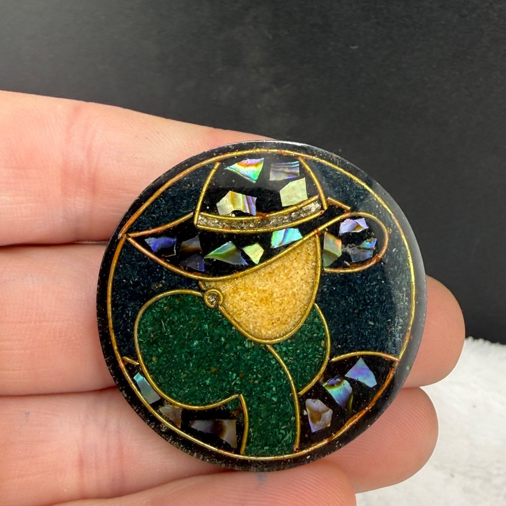 Vintage Lee‎ Sands Brooch Abalone Lady Hat